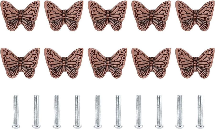 Allecto plus Vlinder-ladeknoppen in vintage stijl Set van 10 stuks met antieke ladegreep