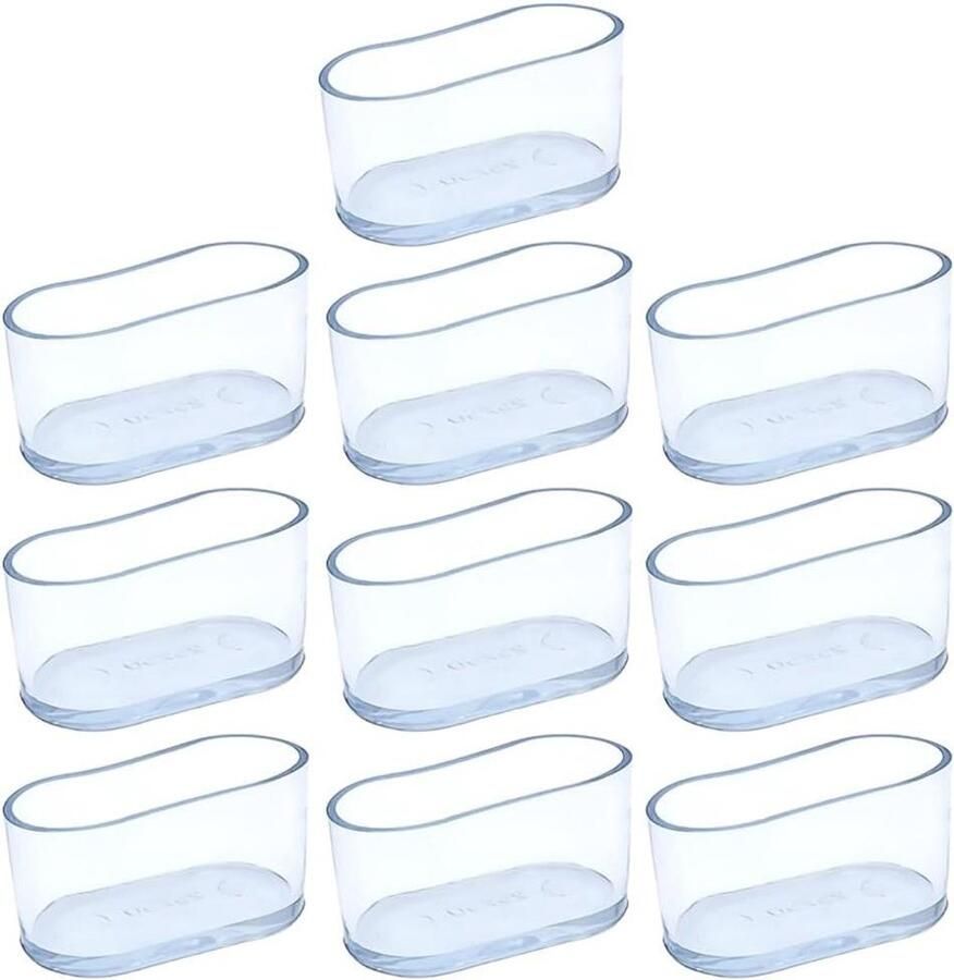 Allecto plus Vloerbeschermers voor stoelpoten 10 stuks Transparante ovale doppen Antislip eindkappen Eetkamerstoelen Barkrukken Bureau 15 x 30 mm