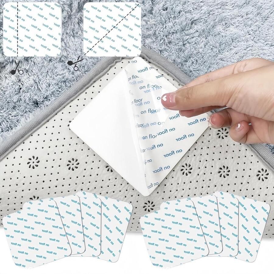 Allecto Plus Vloerkleed antislip 8 stuks wasbaar herbruikbaar 16 driehoeken en 32 rechthoekige antislipmatten tapijt PU-leer waterdicht sterke adsorptie geen vervorming