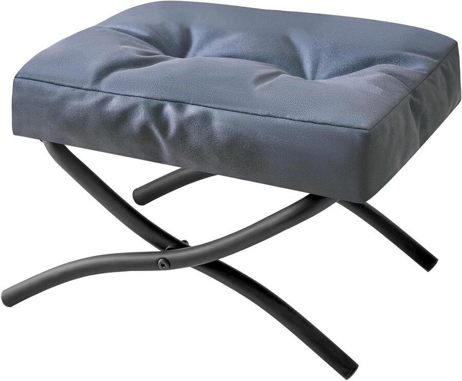 Allecto Plus Voetenbank Poef voor Ontspanning in Woonkamer Blauw