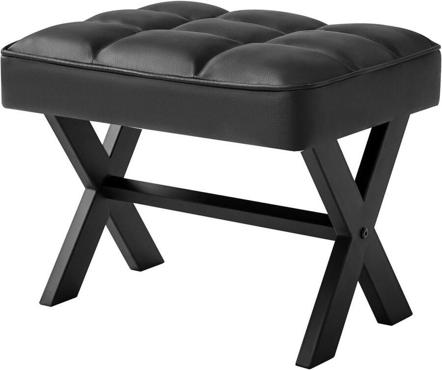 Allecto Plus Voetensteun Kruk 12 inch Multifunctioneel zwart krukje voor woonkamer slaapkamer en kantoor