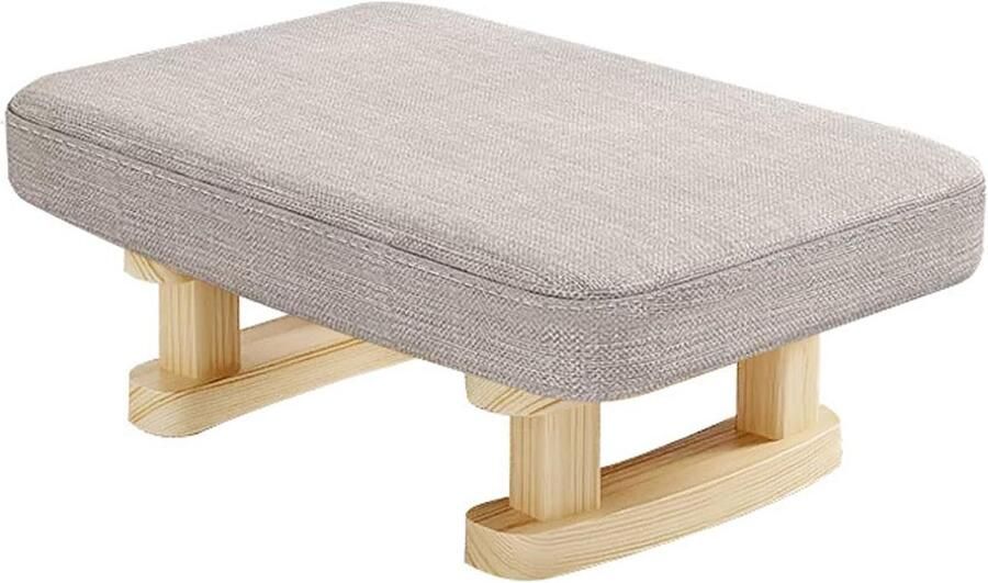 Allecto plus Voetkruk voor woonkamer slaapkamer en kinderkamer Houten voetkruk met afneembaar zitkussen Small beige kruk 41 x 30 x 18 cm