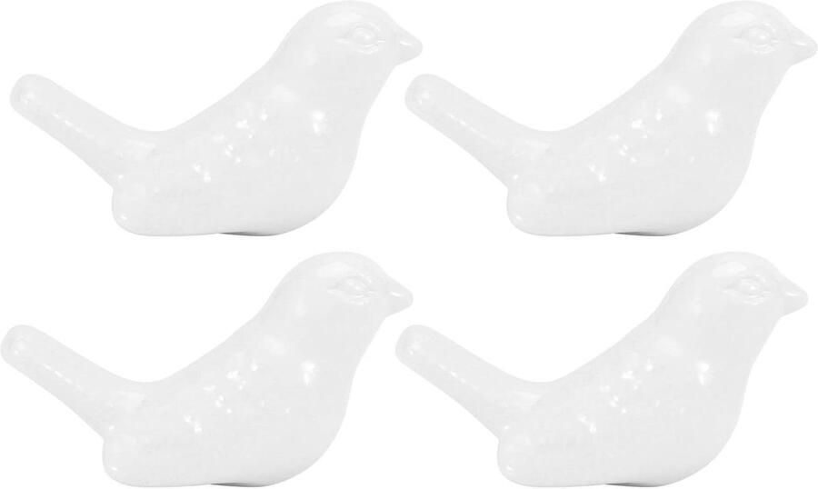 Allecto plus Vogel Vorm Keramische Knoppen Set van 4 voor DIY Deur Lade Kast Meubels Accessoires voor Keuken Wit Handvat Knoppen en Trekt