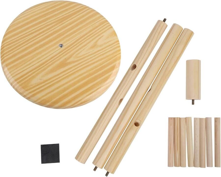 Allecto plus Vrijstaande houten kapstok met ronde basis voor jassen hal en kantoor