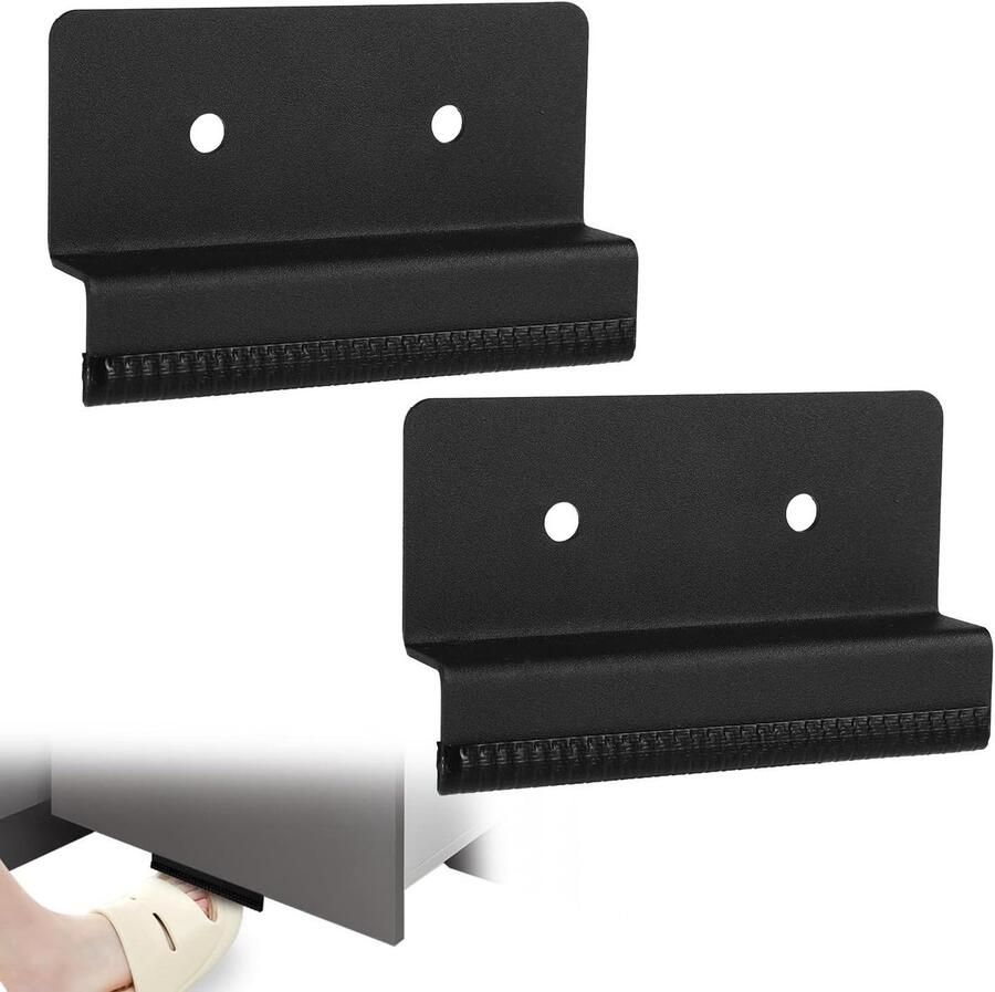 Allecto Plus Vuilnisbak Ladevoetgreep Opener met Dubbelzijdige Klevende Pads en Schroeven voor Laden en Kasten (Zwart) Set van 2 Stuks