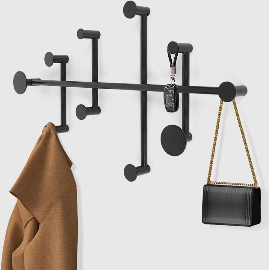 Allecto Plus Wandgarderobe met minimalistisch design voor entree woonkamer slaapkamer Wandgemonteerde kapstok haken Modern Rustiek Zwart