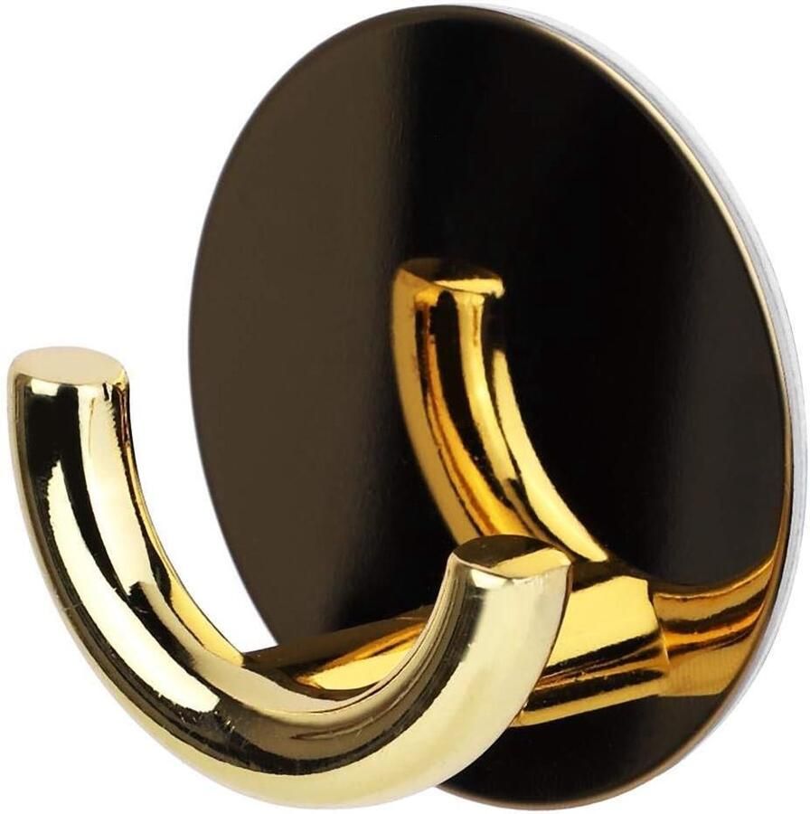 Allecto Plus Wandgemonteerde Haak Zelfklevende Wandhaken Gouden Kapstokhaak voor Badkamer en Keukenoppervlakken Roestvrij Staal en Zink Duurzame Kapstokhaak voor Thuis of Kantoor