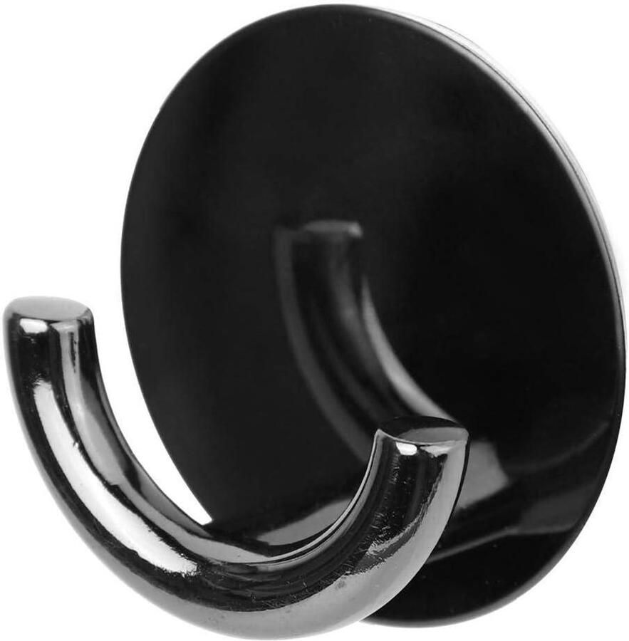 Allecto Plus Wandgemonteerde Haakjes Zelfklevende Muurhaken Robuuste Kapstok voor Badkamer Keuken Kantoor Roestvrij Staal en Zinklegering (Zwart) 115 karakters