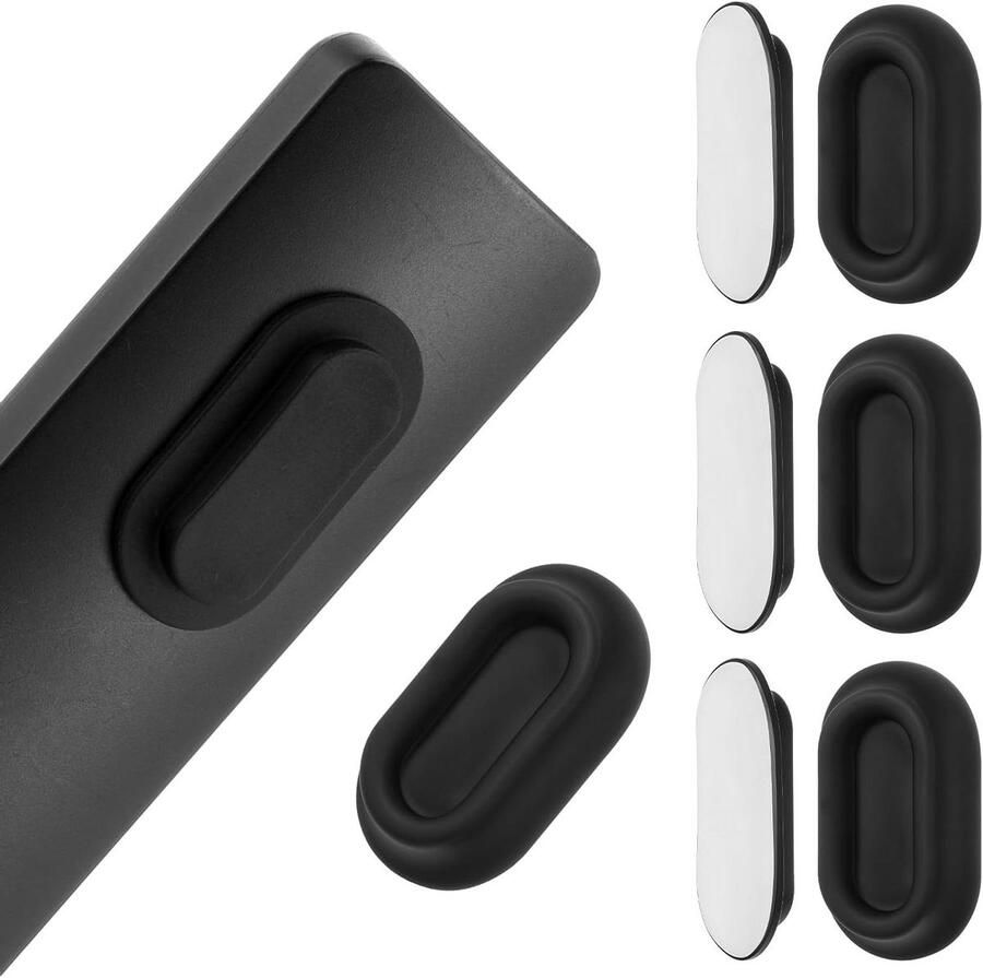 Allecto Plus Wandgemonteerde houder voor 4 afstandsbedieningen Opbergrek voor thuis en kantoor Zwart