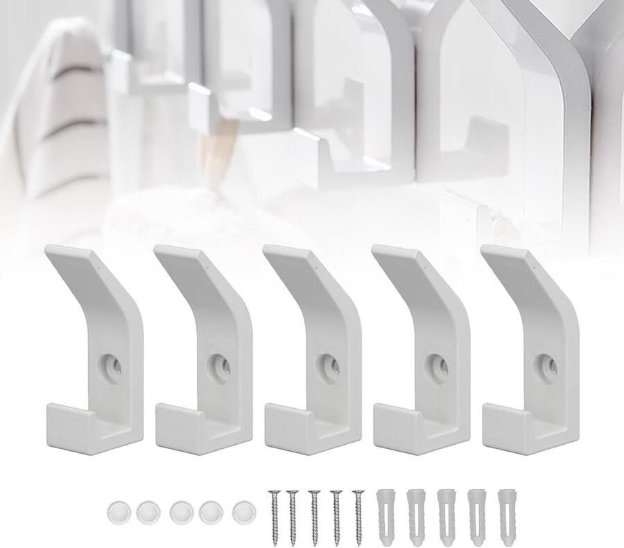 Allecto Plus Wandgemonteerde Kapstokken Set van 5 Stuks Modern en Stevig Voor Winterjassen Jassen Handdoeken en Meer