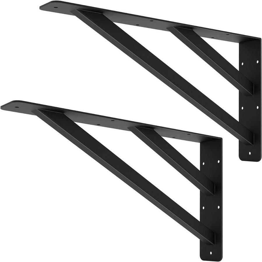 Allecto Plus Wandgemonteerde werkbladsteunbeugels voor zware planken 406 x 228 mm L-beugels Zwevende steigerplankbeugel Bureau accessoire met max. belasting 500 lbs Stabiele plankbeugels