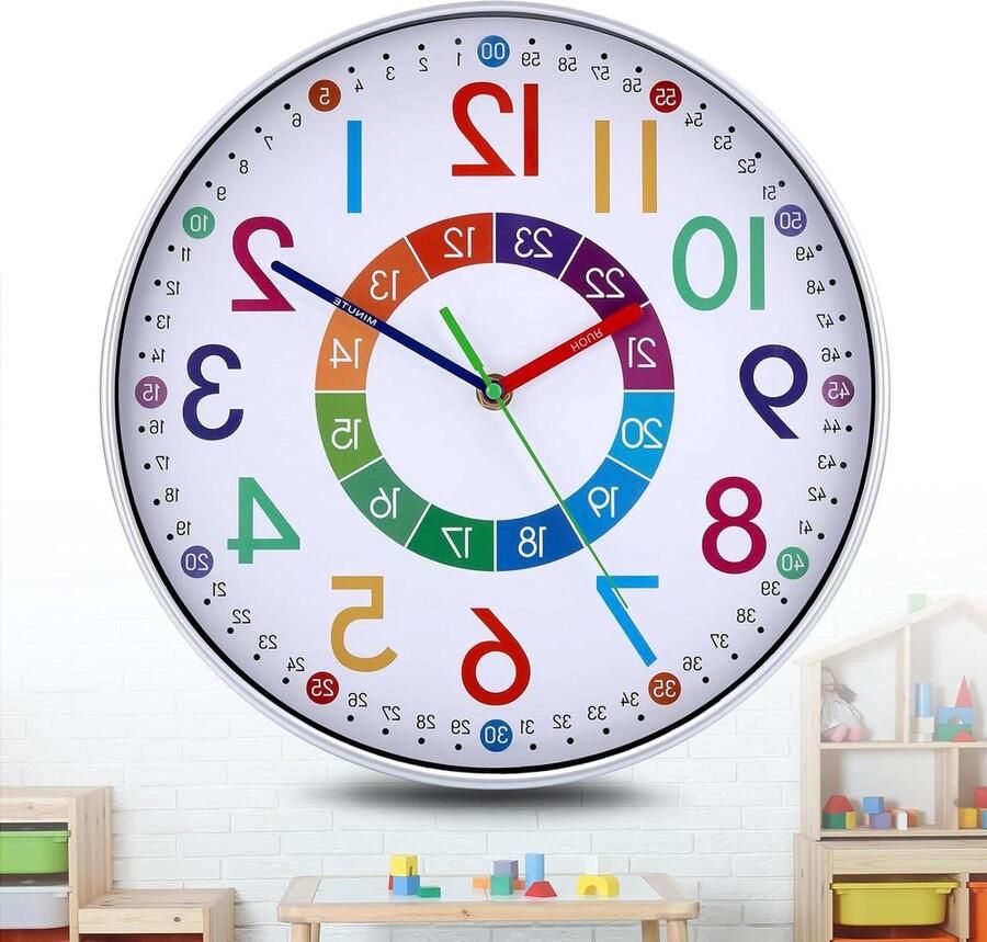 Nieuwe titel: 30 cm 12 inch educatieve tijd onderwijsklok voor kinderen Stil voor kinderslaapkamer studeerkamer klaslokaal