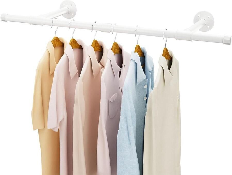 Allecto Plus Wandmontage kledingrek in wit met meerdere haken