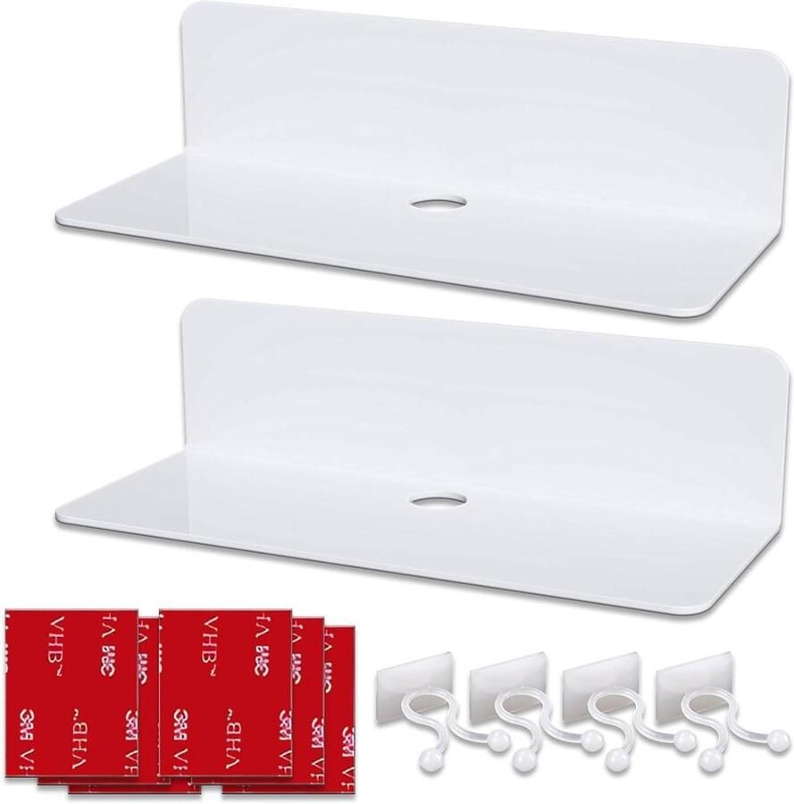 Allecto Plus Wandrek Acryl Wit Badkamerrek Wandplank voor Boeken en Foto's Woondecoratie Keuken Badkamer 75 cm