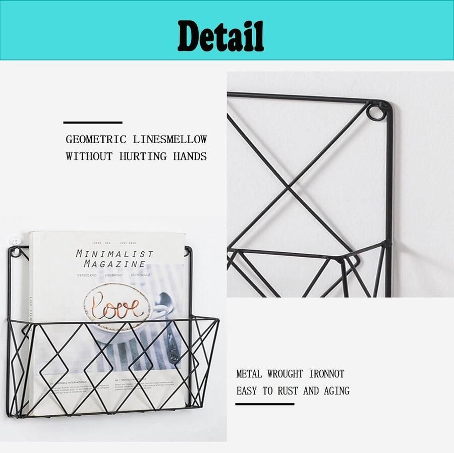 Allecto Plus Wandrek boekenkast wandgemonteerd metaal krantenhouder voor tijdschriften en kranten aan de muur ijzeren rega wandmand tijdschriftenhouder voor kantoor en woonkamer goudkleurig opbergrek voor lectuur – stijlvolle muurdecoratie