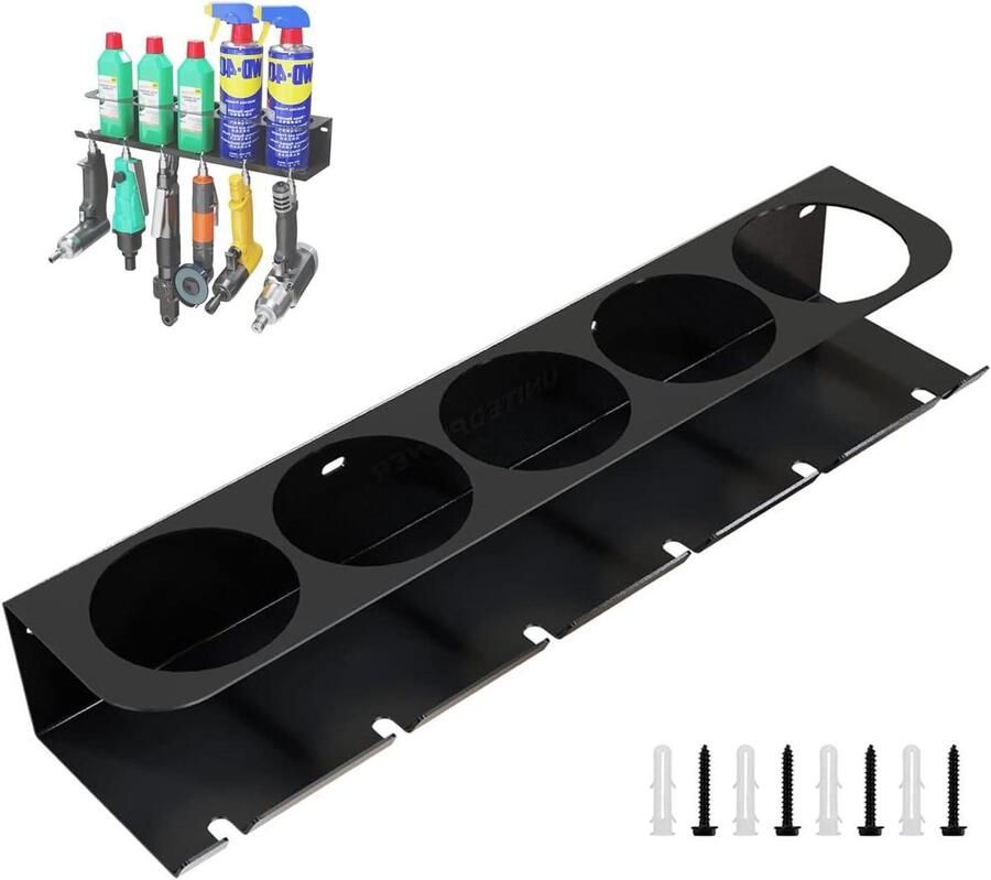 Allecto plus Wandrek voor spuitbussen en spuitflessen opbergrek met 5 gaten en 6 sleuven