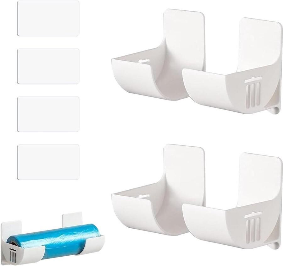 Allecto Plus Wandrek zonder boren voor kastdeur 4 stuks Aluminiumfolie Voorraaddeur Muur ophangen Tinnen folie Wit