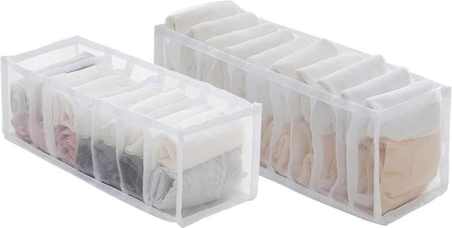 Allecto Plus Wasorganizer voor kledingkast Set van 2 Wasbaar en opvouwbaar Ideaal voor jeansopslag