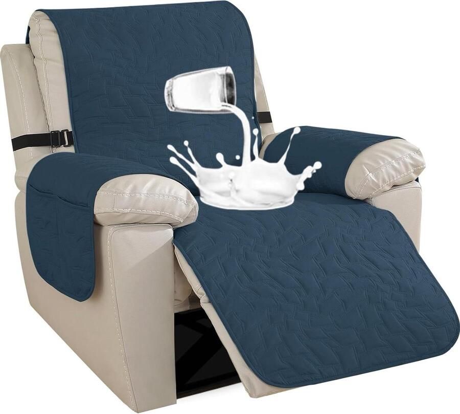 Allecto plus Waterdichte Hoes voor Fauteuil Relaxstoel en Televisiestoel Berlijns Blauw Stoelbeschermer met Bankhoes 1 Plaats