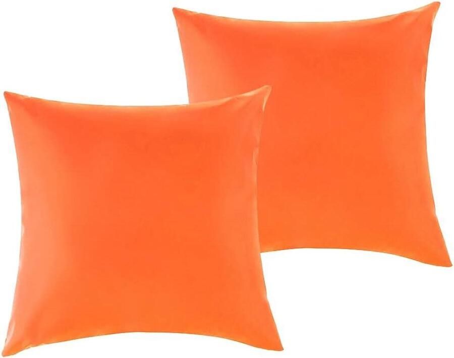 Allecto plus Waterdichte kussenslopen voor buiten 45x45 cm Tuin Terras Bank Balkon Oranje Set van 2