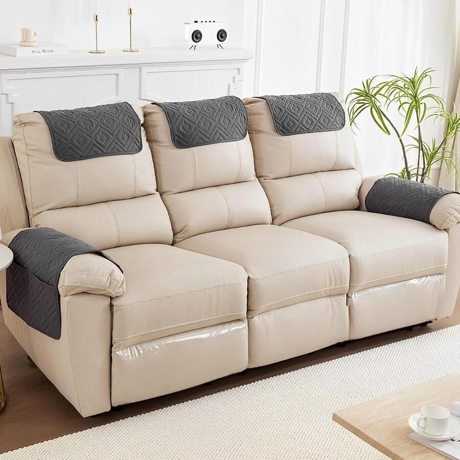 Allecto Plus Waterdichte Recliner Stoelhoezen voor Sofa Armleuning Set van 5 Meubelbeschermer met Nonslip Design en Side Pocket