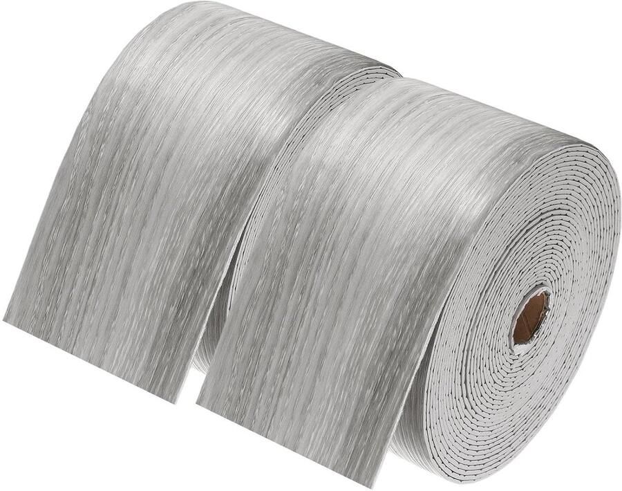 Allecto Plus Waterdichte wandgrens grijze houtnerf afneembare behangrandsticker Set van 2 Ideaal voor muur hoek tafel en meubels 10 x 100 cm