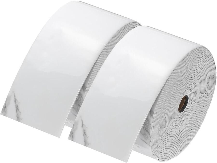 Allecto plus waterdichte wandgrens in wit en grijs marmer 2 stuks 10 x 100 cm. Ideaal voor muurdecoratie tafelranden en meubels. Gemakkelijk aan te brengen en te verwijderen