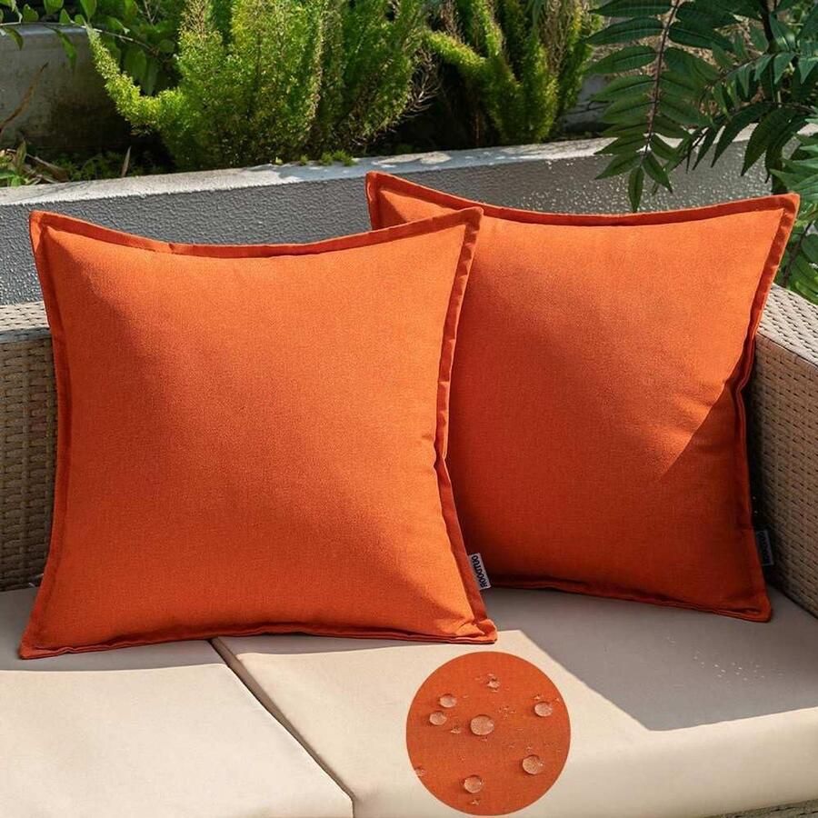 Allecto Plus Weerbestendige Outdoorkussens met Waterdichte Sierkussenhoezen Set van 2 Decoratief Kussen voor Tuin Bank Woonkamer Bed 40 x 40 cm