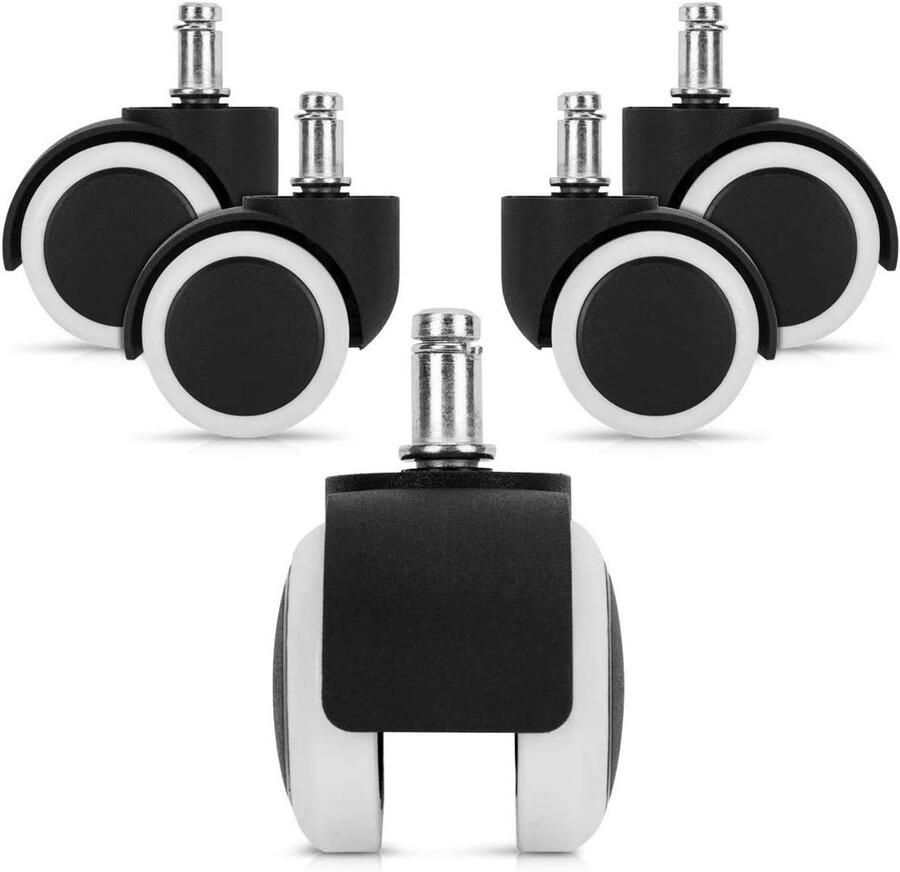 Allecto Plus Wieltjes voor harde en zachte vloeren 11 50 mm Rubber 360° Set van 5 Reserve Wielen voor Bureaustoelen