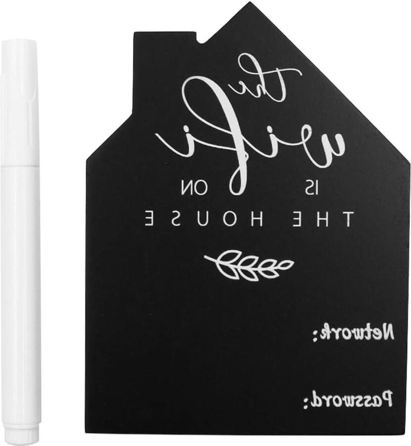 Allecto plus WiFi wachtwoordbord Houten tafel Huisvorm schoolbordstijl Uitwisbare pen Thuis salontafel toonbank bureau Zwart