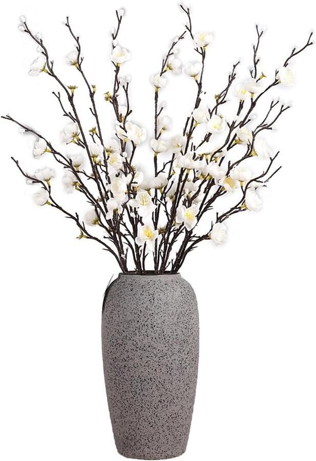 Allecto Plus Witte Kunstmatige Pruimenbloesem Bloemen Boeket voor Thuis Kantoor en Hoteldecoratie Zijdestof Bloemstuk voor Tafel Bruiloft Huis Decor Simulatie Bloemen