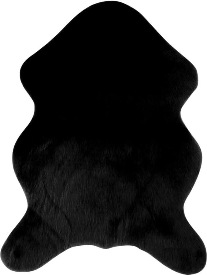 Allecto plus Zacht pluizig tapijt van imitatiebont schapenvacht behaaglijk woonkamerdecoratie zwart 60 x 90 cm