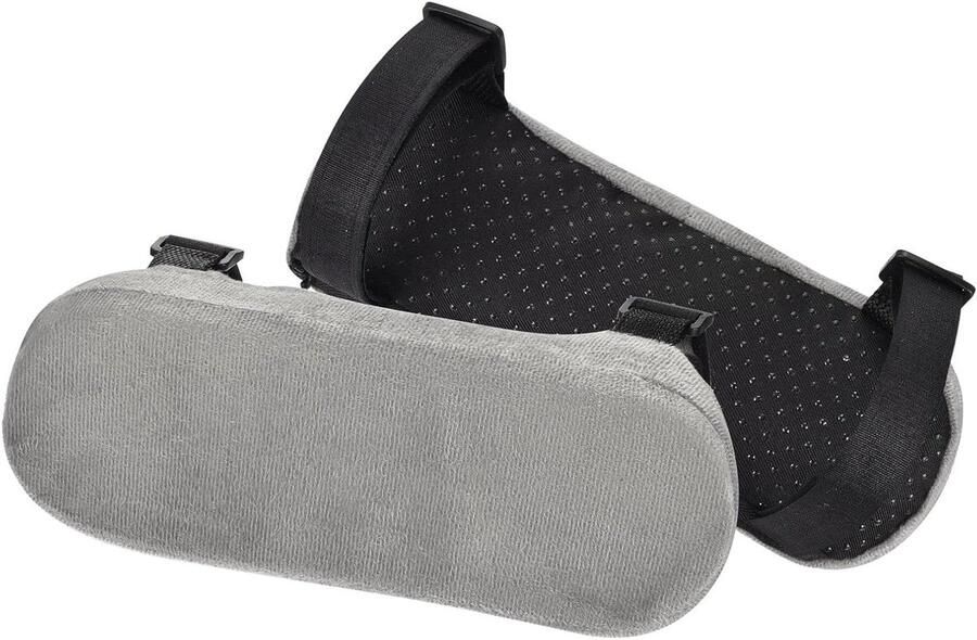 Allecto Plus Zachte Bureaustoelarmpads 2 Paar Grijs Traagschuim Bureau & Gaming Stoel Verwijderbaar & Wasbaar Armleuningpads Katoen Comfortabel Ergonomisch Bescherming & Ondersteuning