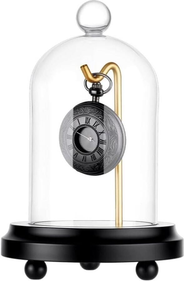 Allecto plus Zakhorloge vitrine display voor zakhorloges Glasdisplay met houten sokkel Gouden metalen haak 11 5 x 17 cm Medailles verzamelstukken