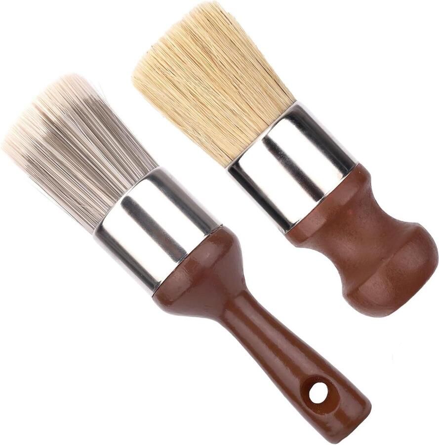 Allecto plus Zalfborstel voor Meubels en Leer Reinigingsborstel met Zachte Haren en Comfortabel Handvat voor Thuis en Auto-Interieur Reiniging en Onderhoud 2 Stuks in Bruin