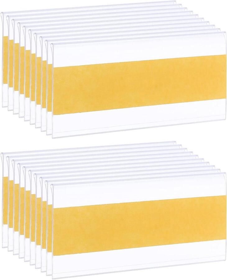 Allecto plus Zelfklevende etikettenhouders transparante houder voor prijskaarten en indexkaarten 30 stuks ideaal voor supermarkt bibliotheek en boekenplank