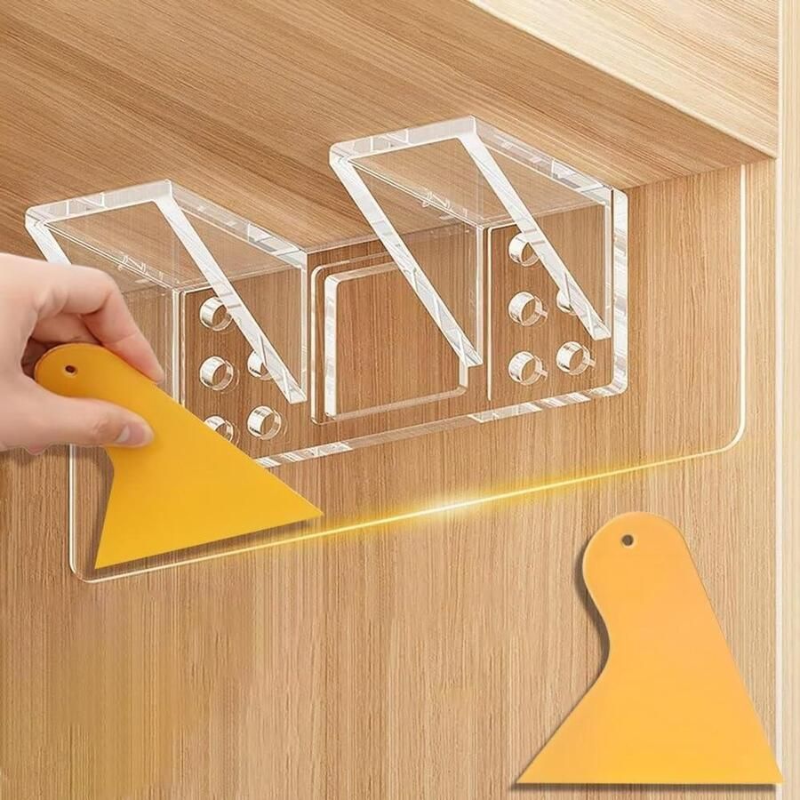 Allecto Plus Zelfklevende haken voor kastbodem met transparante planksteunen Garderobe plankbeugels Basisondersteuningen plankhouders Glashouders voor planken