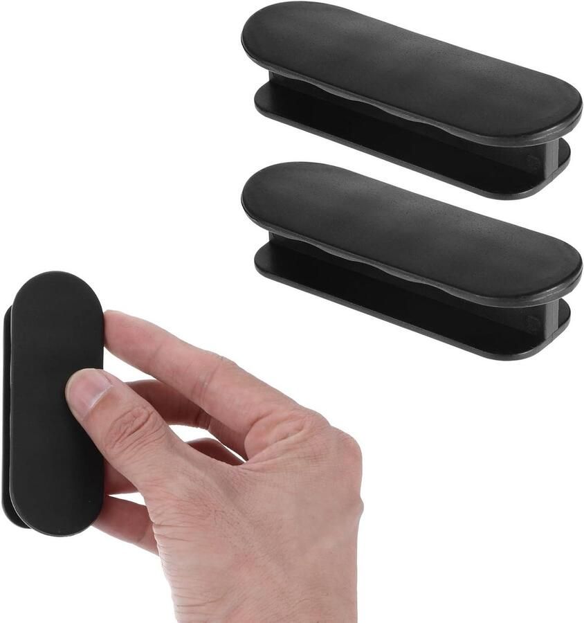 Allecto Plus Zelfklevende handgrepen 6 stuks voor keukenkast Lade en Raam Push en Pull ABS kunststof Meubel handvatten voor schuifkasten Zwart