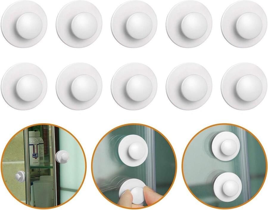 Allecto plus Zelfklevende handgrepen voor keuken en badkamer 20 stuks plastic ladeknoppen Wit Geen boor nodig