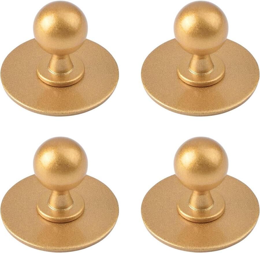 Allecto Premium Zelfklevende Kabinet Knoppen 4 stks Keuken Lade Trekt Ronde Balvorm Zinklegering Ladeknoppen voor Windows Garderobes Kasten Zand Goud