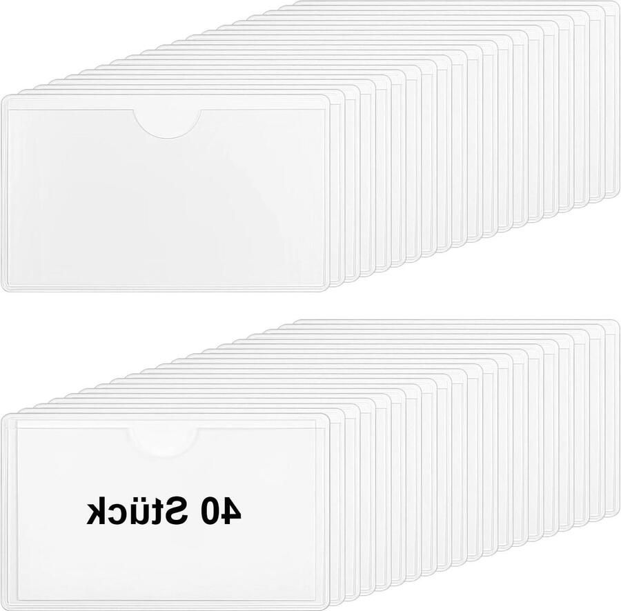 Allecto Plus Zelfklevende Labelhouders 40 stuks 10x6 cm transparant voor Boekenplank Brievenbus Opbergbakken