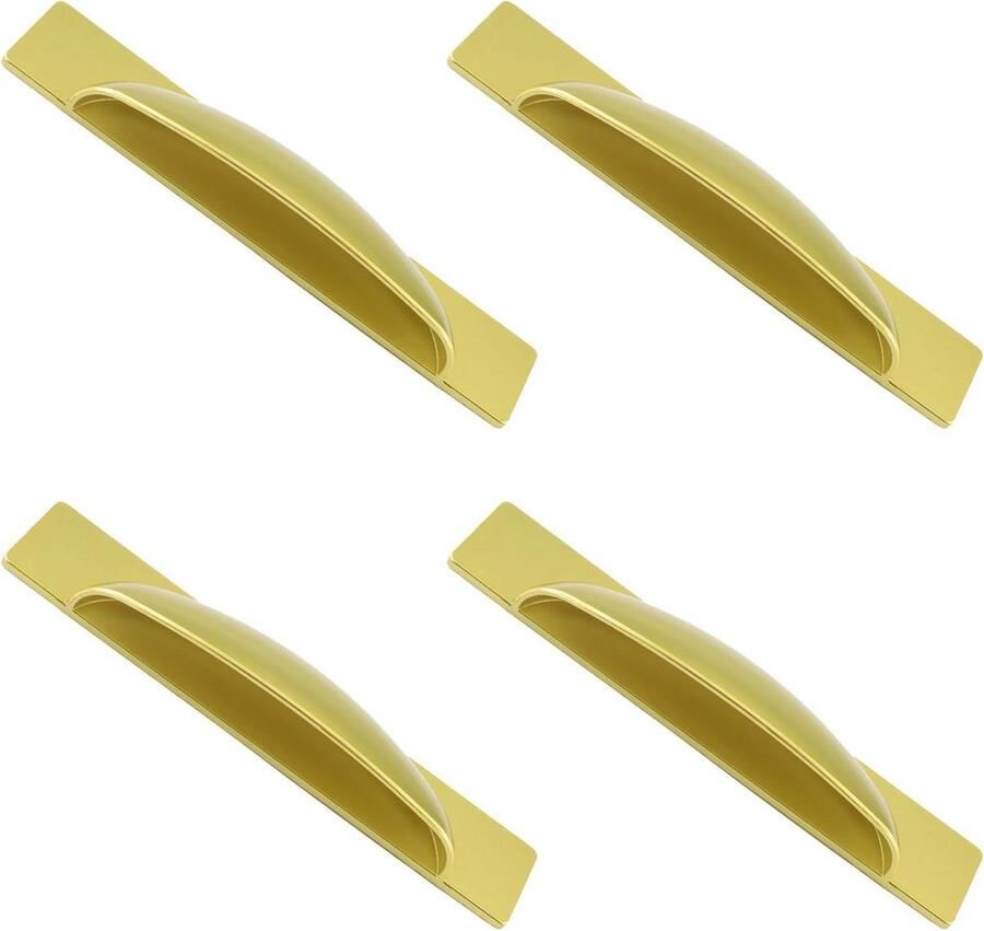 Allecto Plus Zelfklevende Lange Handvatten 4 stuks Goud Plastic Keukenkast Venster Schuifkast Deur Ovale Stijl