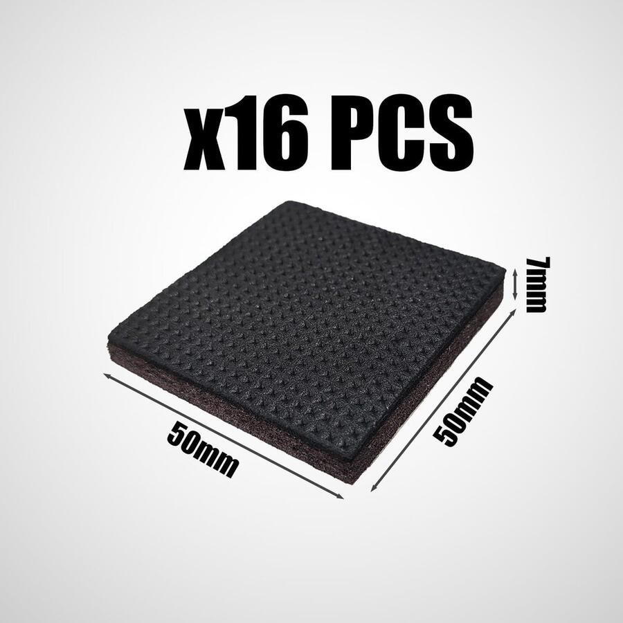 Allecto Plus Zelfklevende Meubel-Antislipmatten 16 stuks bescherming vloer zwart antislip bank bed