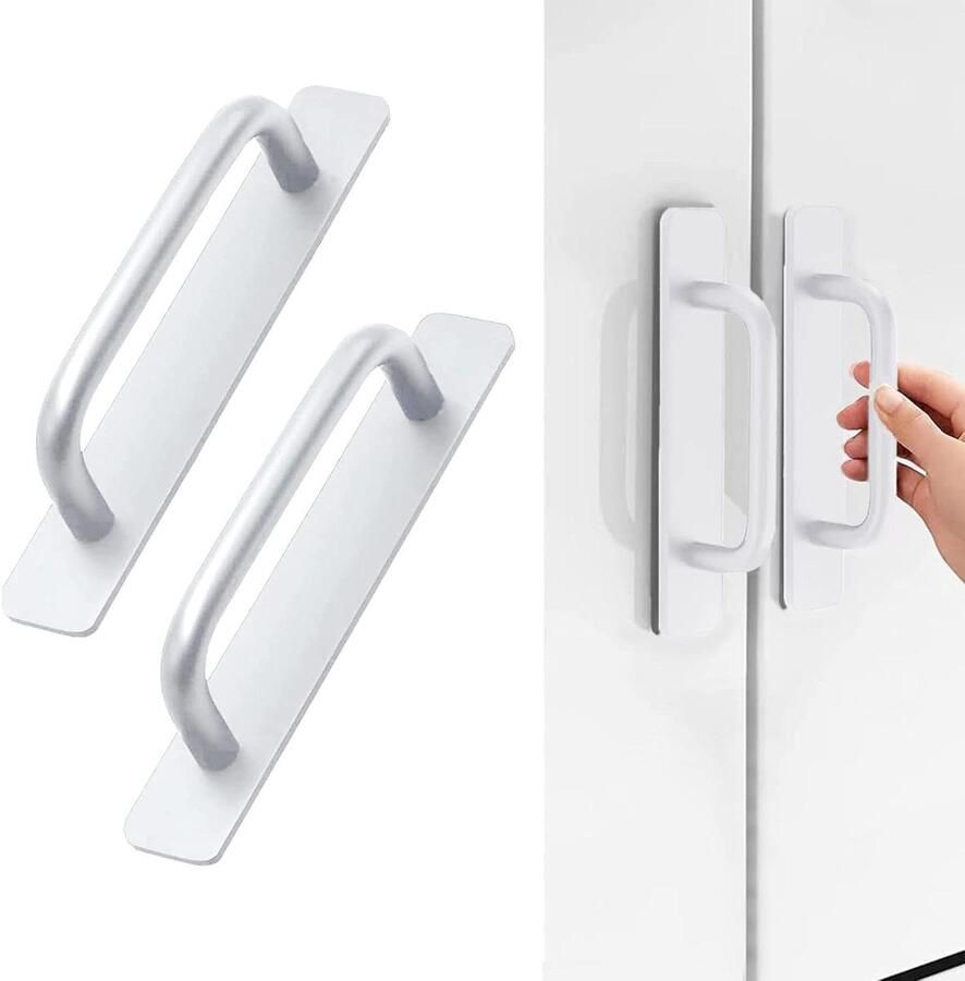 Allecto Plus Zelfklevende meubelgrepen 2 stuks aluminium kastgrepen zilver 210 mm zonder boren handgrepen voor koelkasten kledingkasten keukens schuifdeuren balkondeuren