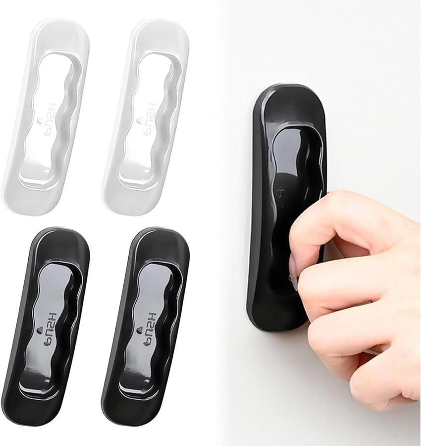 Allecto Plus Zelfklevende meubelgrepen set voor kasten en deuren zwart-wit design 8 stuks voor keuken kasten en ramen