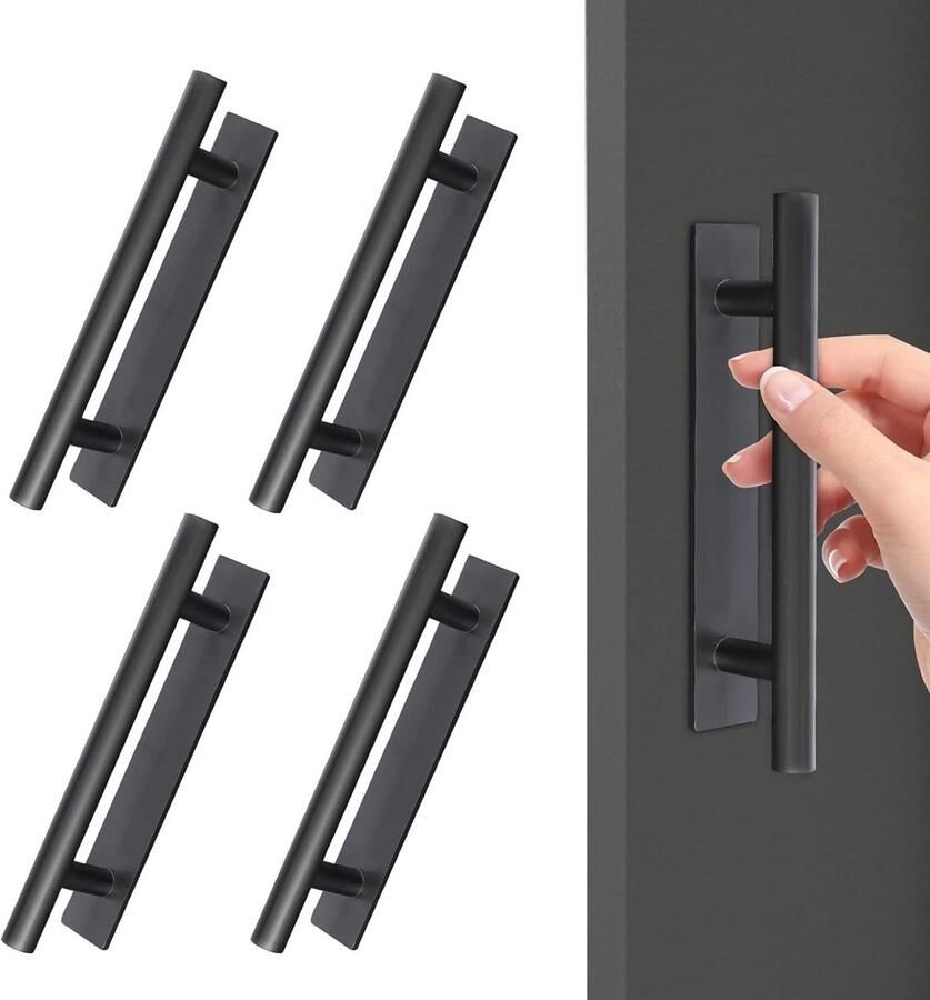Allecto Plus Zelfklevende meubelgrepen van ABS-kunststof voor deuren ramen kasten en laden Eenvoudig te bevestigen Set van [aantal stuks]
