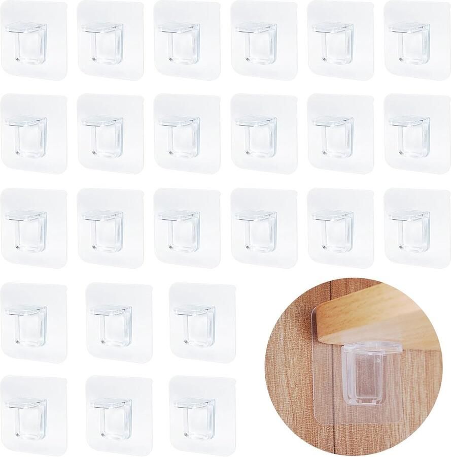 24 stuks zelfklevende plankdragers kastbodemdragers kleefhaken inlegplankhouders zonder boren transparante plankhouders voor kast kledingkast boekenkast woonaccessoires opbergoplossingen