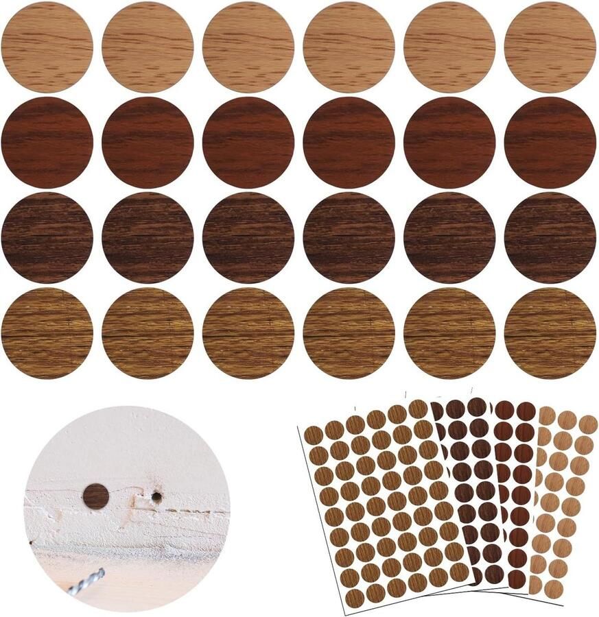 Allecto Plus Zelfklevende Schroefdoppen 21mm Meubelkast Plankplaat Houten Kledingkast Schroefdopafdichtingen Schroefgatstickers Buitenshuis