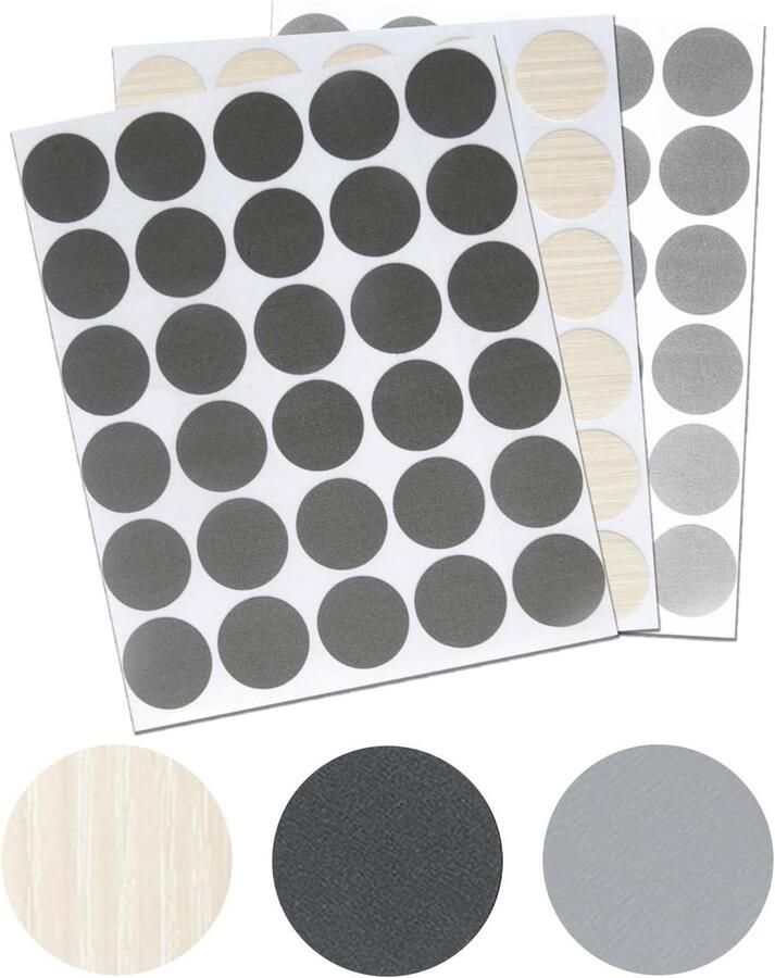 Allecto Plus Zelfklevende schroefgat doppen grijs 21 mm Set van 3 Waterdicht Meubel schroefafdekkingen