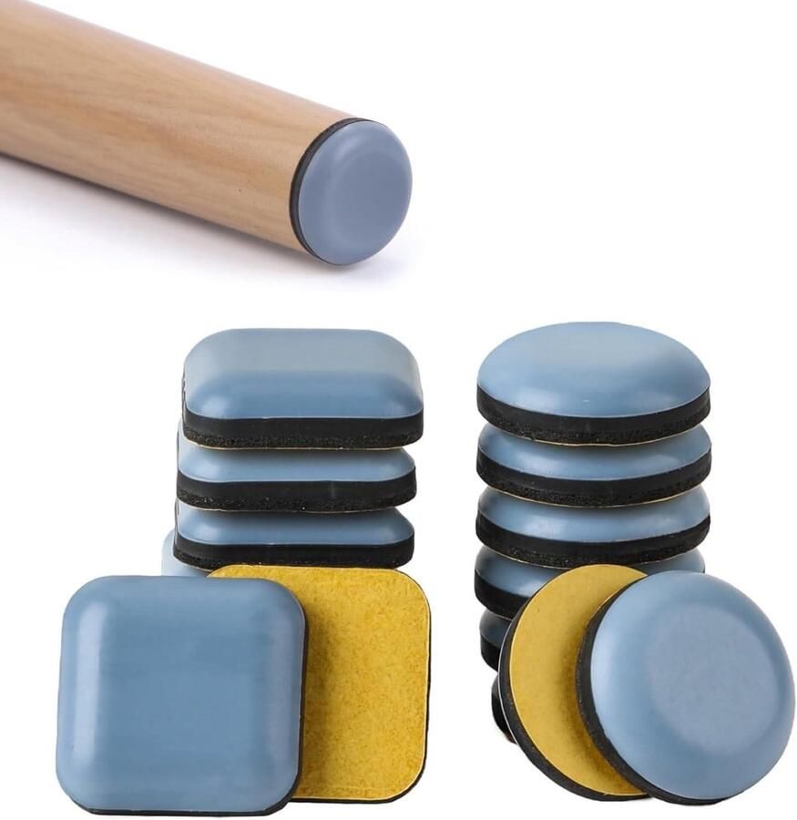 Allecto Plus Zelfklevende Vloerbescherming 16-delige PTFE Geleiderail Geschikt voor Massief Houten Vloeren Laminaat Tapijten Stoelen Tafels Fauteuils Geluidsreductie